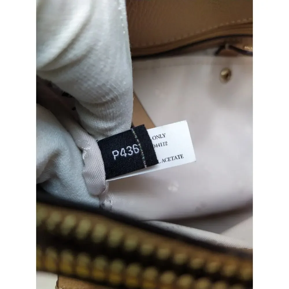 Kate Spade New York Brown Tan Leather Carryall Double Handles Satchel Bag